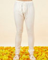Warm White Floral Trellis Patterned Sherwani Set image number 5